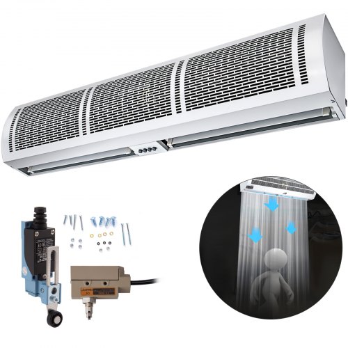 VEVOR Air Curtain, 1.2m Electric Wind Curtain with Limit Switch, Max. 2204 CFM Air Flow, 3 Speeds Control Commercial Indoor Air Curtain, Ideal for Shops, Buildings