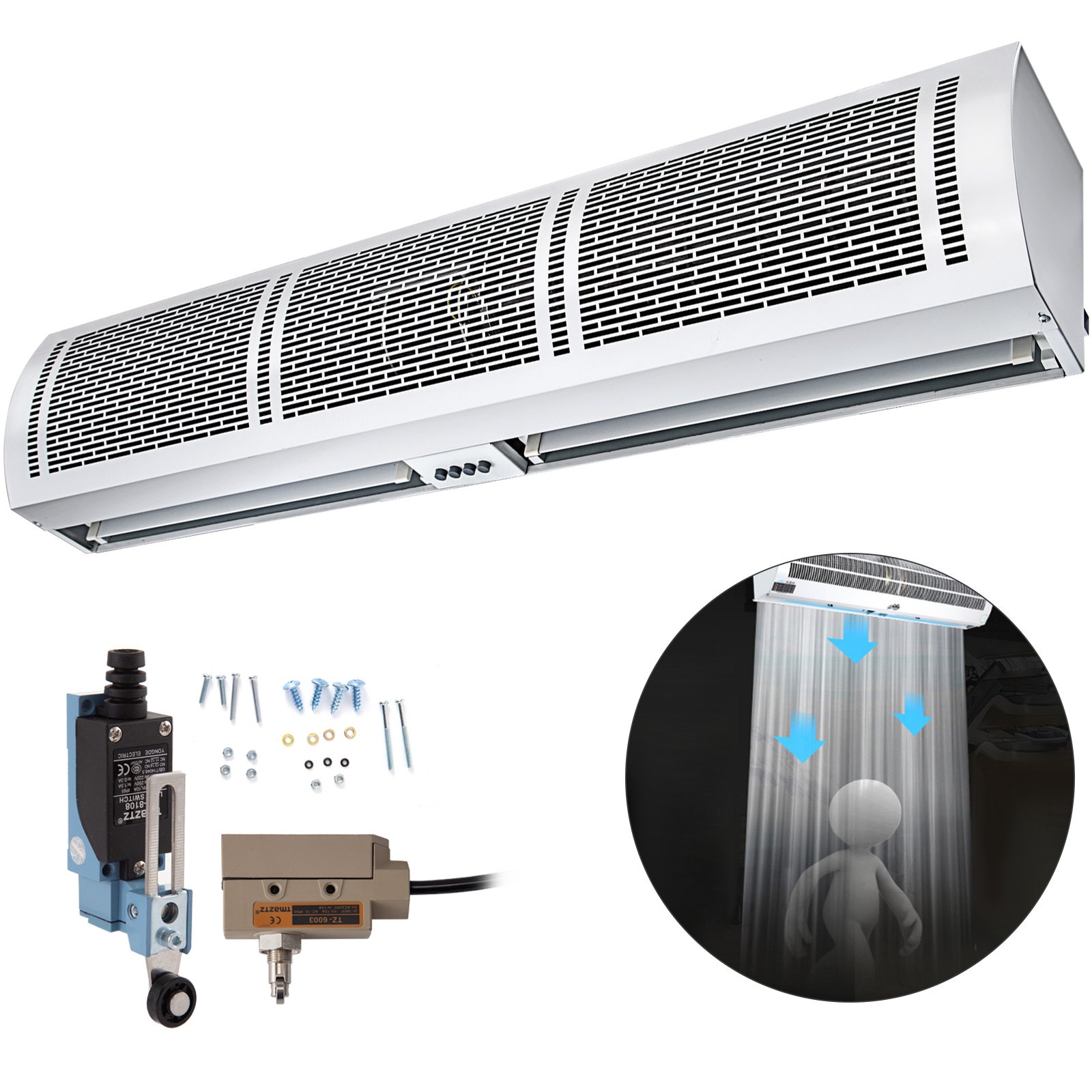 Sweiko Air Curtain, 1.2m Electric Wind Curtain with Limit Switch, Max. 2204 CFM Air Flow, 3 Speeds Control Commercial Indoor Air Curtain, Ideal for Shops, Buildings Sweiko Air Curtain, 1.2m Electric Wind Curtain with Limit Switch, Max. 2204 CFM Air Flow, 3 Speeds Control Commercial Indoor Air Curtain, Ideal for Shops, Buildings