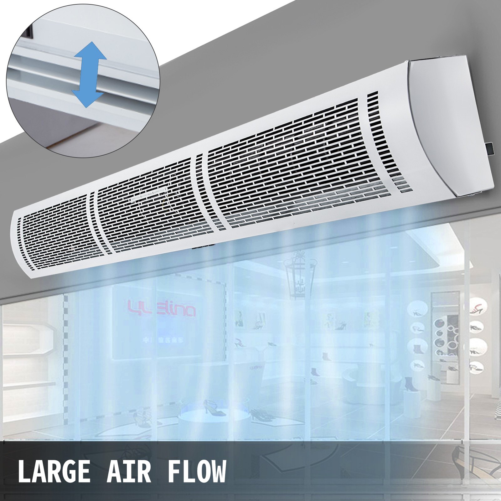 VEVOR Air Curtain 60-Inch Commercial Air Curtain 2 Speeds Door Air Curtain 2515 CFM/2285 CFM with 2 Limited Switches Low Noise Indoor Air Curtain