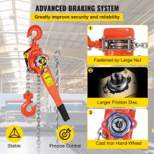VEVOR 3T Chian Hoist Manual Lever Chain Hoist 1.5M 6600lbs 5ft Ratcheting Lever Block Chain Hoist Come Along Puller Pulley for Warehouse Garages