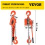 VEVOR 3T Chian Hoist Manual Lever Chain Hoist 3M 6600lbs 10ft Ratcheting Lever Block Chain Hoist Come Along Puller Pulley for Warehouse Garages