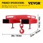 3 Tonne Large Forklift Lifting Hook Attachment 3000kg Telehandler Crane Jib Test Cert