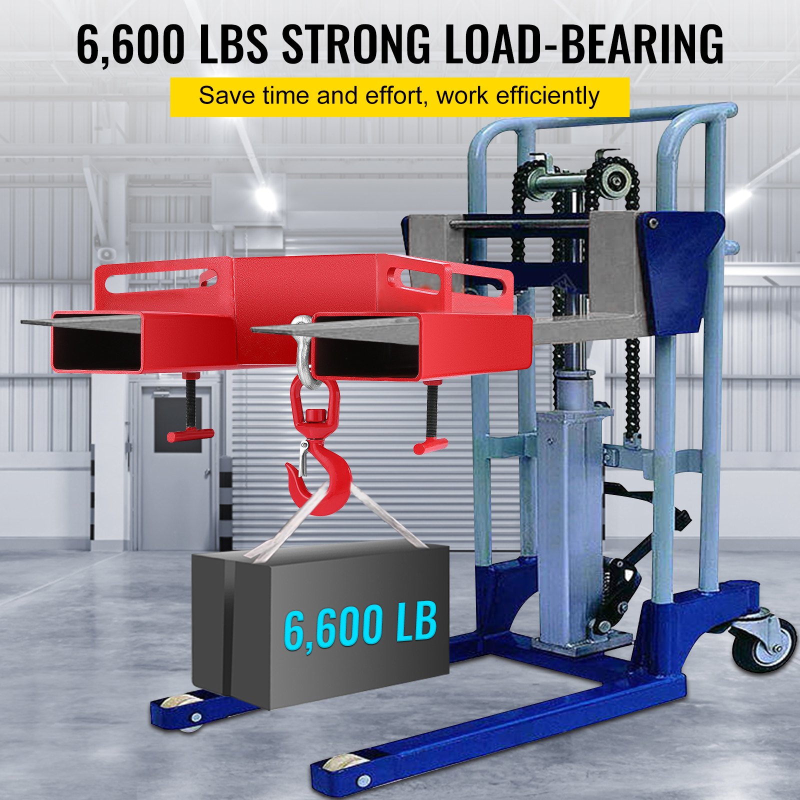 3 Tonne Large Forklift Lifting Hook Attachment 3000kg Telehandler Crane Jib Test Cert