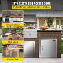 Vevor 45x50cm Porta de acesso em aço inoxidável para churrasco com porta de ilha única e armazenamento de cozinha