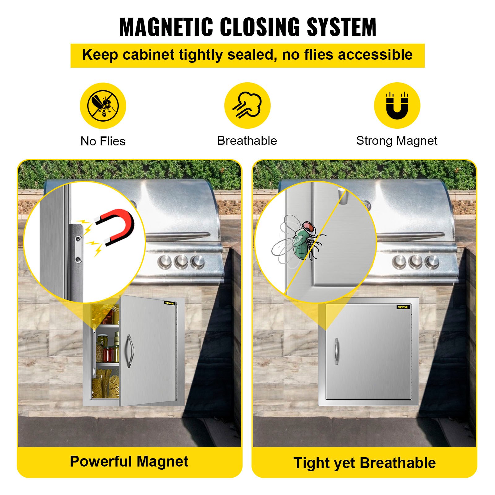 VEVOR Outdoor Kitchen Door BBQ Access Door 18 x 20 inch Stainless Steel BBQ Single Walled Door Outdoor Kitchen Island Doors for Outdoor Kitchen