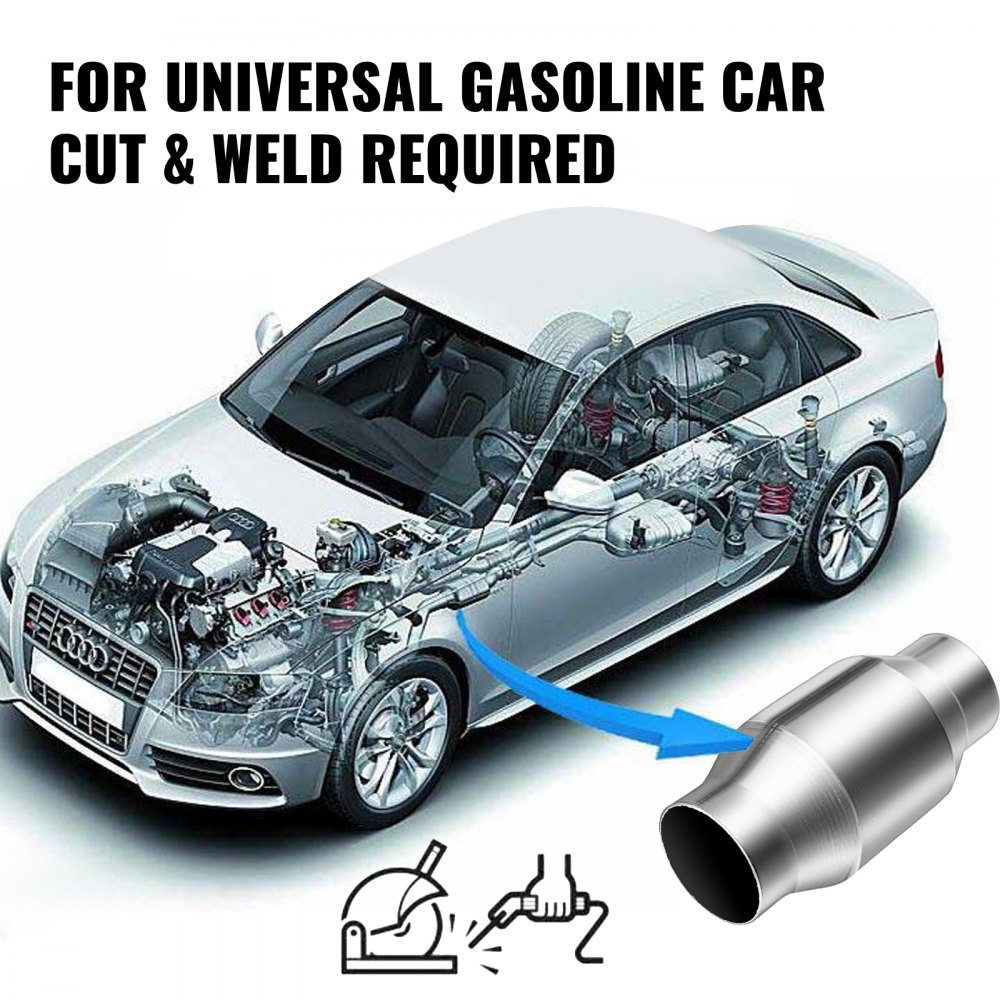 VOVER 3" 76mm Universal High Flow Sports Catalytic Converter 400 Cell 59959