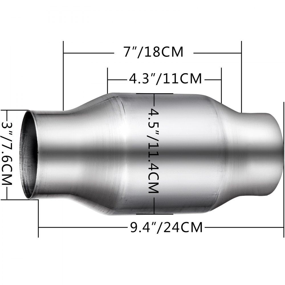 VOVER 3" 76mm Universal High Flow Sports Catalytic Converter 400 Cell 59959