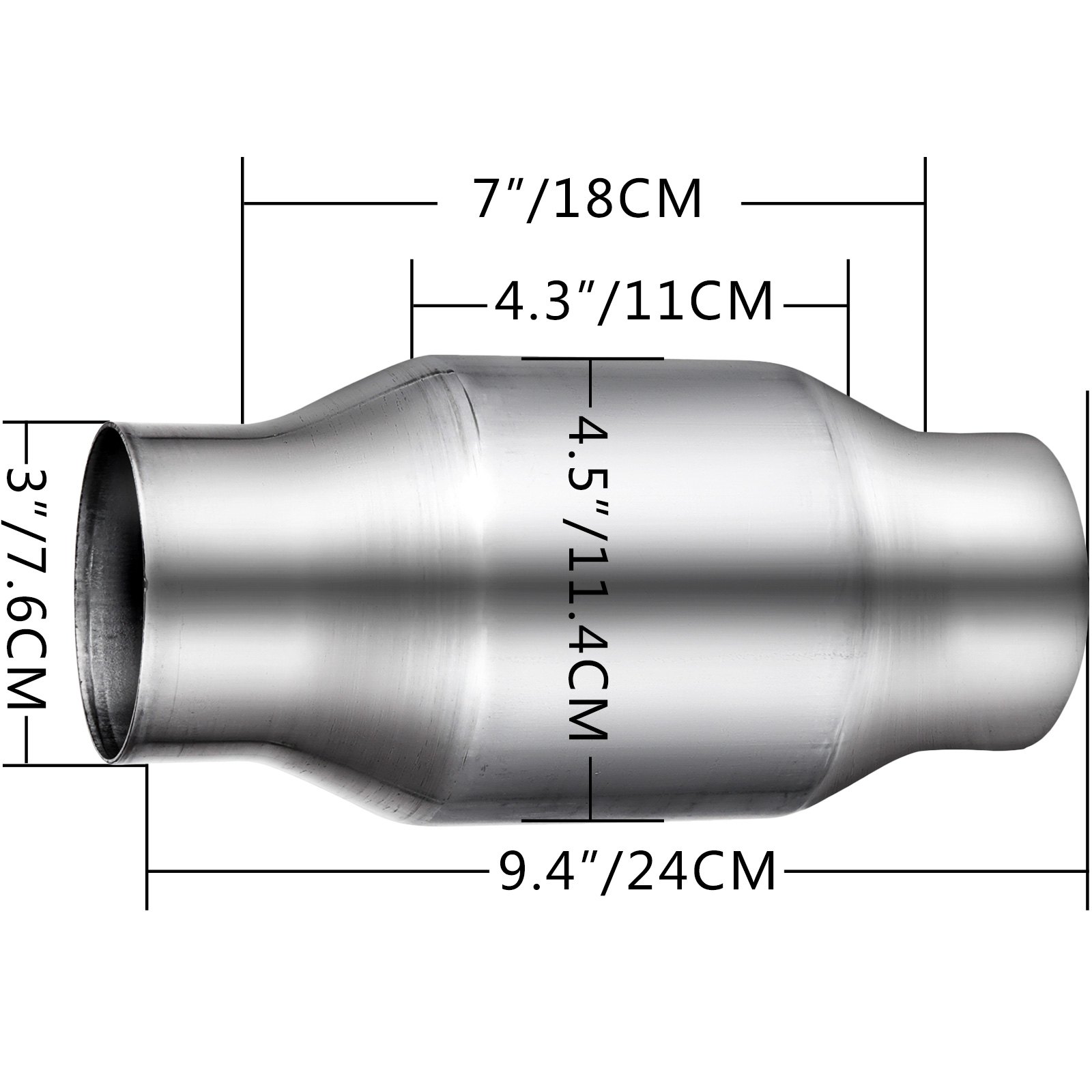VOVER 3" 76mm Universal High Flow Sports Catalytic Converter 400 Cell 59959