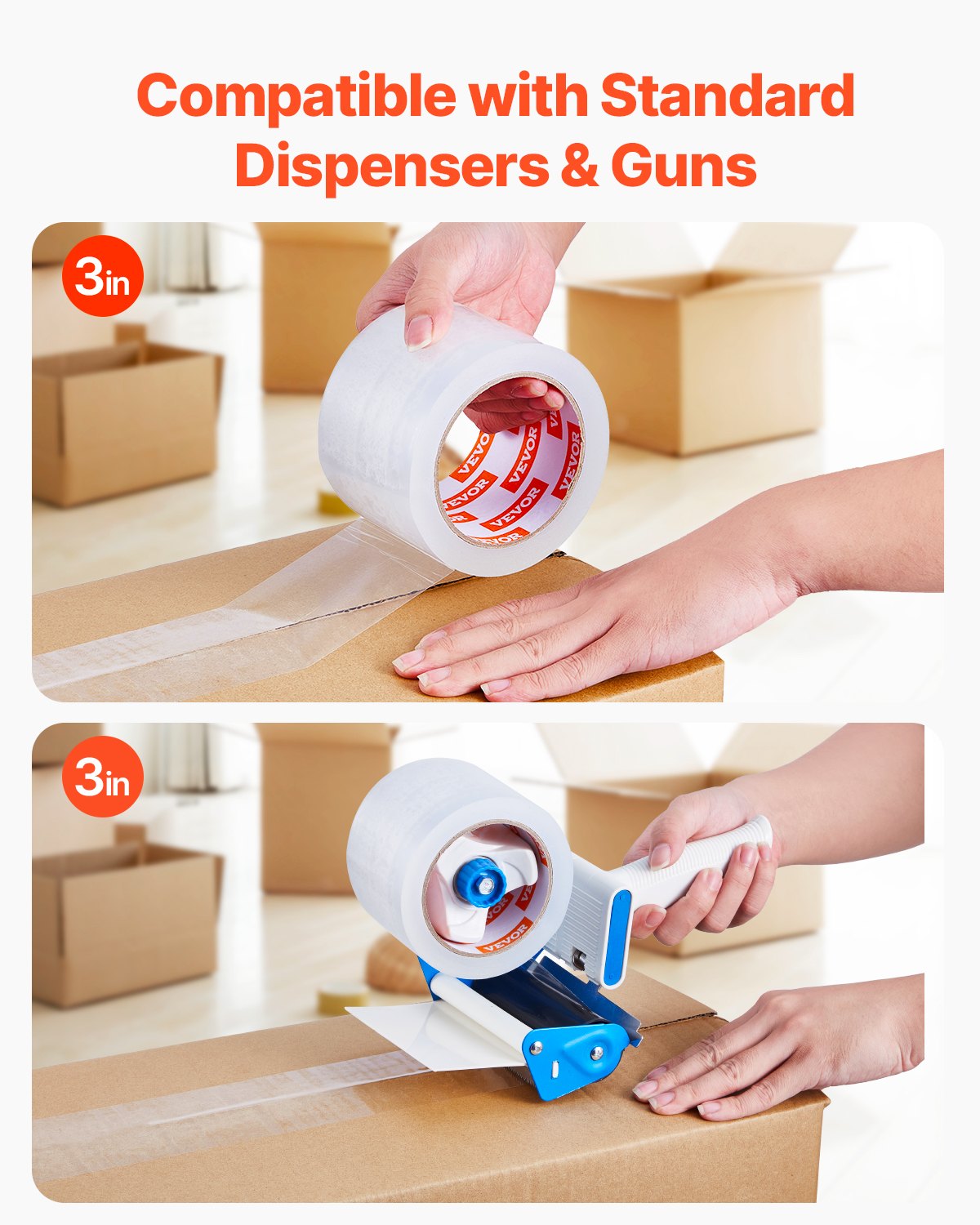 VEVOR Clear Packing Tape, 3 inches Core, 24 Rolls 3 Inches x 65 Yards Packing Tape, 2.7 Mil Thick, Heavy Duty Packaging Tape Designed for Moving, Storage and Packing, Shipping and Mailing, Office