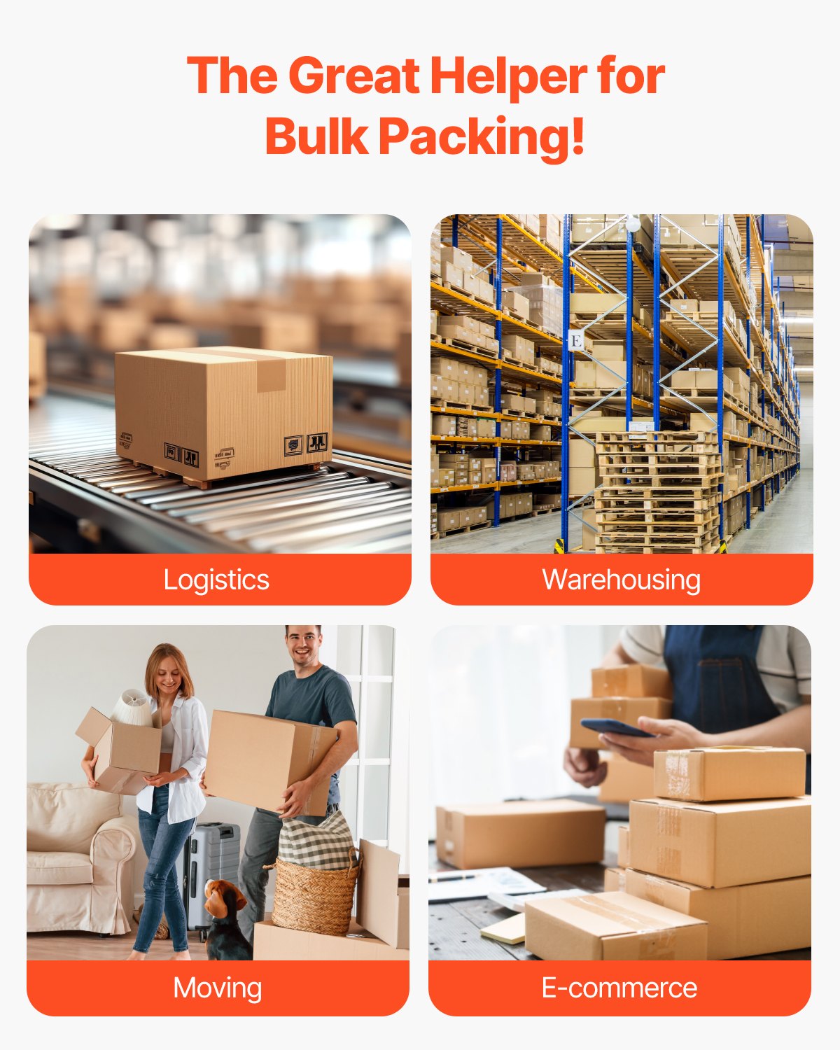 VEVOR Clear Packing Tape, 3 inches Core, 24 Rolls 3 Inches x 65 Yards Packing Tape, 2.7 Mil Thick, Heavy Duty Packaging Tape Designed for Moving, Storage and Packing, Shipping and Mailing, Office