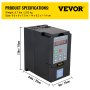 VEVOR 4.0KW 220V VFD változtatható frekvenciájú meghajtó inverter orsómotor fordulatszám szabályozáshoz (4.0KW 220V)