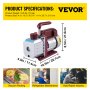 VEVOR Vacuum Pump 4.5CFM Vacuum Pump HVAC Single-Stage Rotary Vane Vacuum Pump 1/3HP 5PA Ultimate Air Conditioning Refrigerant Vacuum Pump
