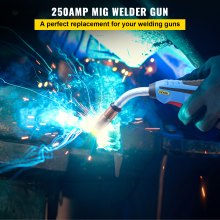 VEVOR Mig Welding Gun 250Amp 15Ft, κατάλληλο για Torch Welder Gun Miller Welding Gun M-25 Welding Torch Stinger Εφαρμογή αντικατάστασης για Miller M-25 Αριθμός εξαρτήματος 169598 fit 0.030"-0.035" Σύρμα