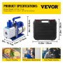 VEVOR 4.8CFM Vacuum Pump HVAC Refrigeration R22 R134A R410A A/C 4 Hoses Pressure Gauge