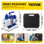 VEVOR Vacuum Pump Kit 4.8CFM 1/3HP Single Stage HVAC A/C Refrigeration Kit 5PA Ultimate Vacuum, Manifold Gauge Set Including Rotary Vane Vacuum Pump for Air Conditioning Systems