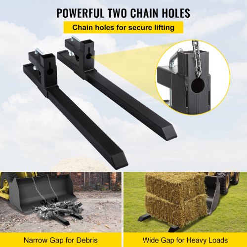 4000 LB Pallet Forks - 60" Clamp-On Tractor Bucket Forks With Adjustable Bar