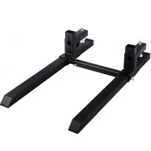 VEVOR Pallet Forks 42.9" 4000 Lbs Max, Clamp On Tractor Bucket Forks with Adjustable Stabilizer Bar, Heavy Duty Front Loader Forks 58.7" Total Length, Fork Attachment for Skid Steer, Loader Bucket
