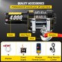 VEVOR 12V 4000lb winch with Wireless Remote Control,Electric Winch with 10 m 32.8 ft durable steel cable