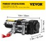 Troliu VEVOR 12V 4000lb cu telecomandă fără fir, troliu electric cu cablu de oțel durabil de 10 m 32,8 ft