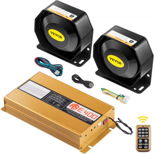 400W 8 Sound Car Warning Alarm Fire Siren 2 Horns PA Speakers MIC System 12V