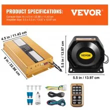 VEVOR Police Siren PA System, 400W 8 Sound Loud Car Warning, Police Fire Emergency Alarm Fire Siren, 2 Horn PA Speaker MIC System Vehicle Siren