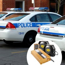 VEVOR politisirene PA-system, 400W 8-lyd høy biladvarsel, politibrannnødalarm brannsirene, 2 horn PA-høyttaler MIC-system Kjøretøysirene