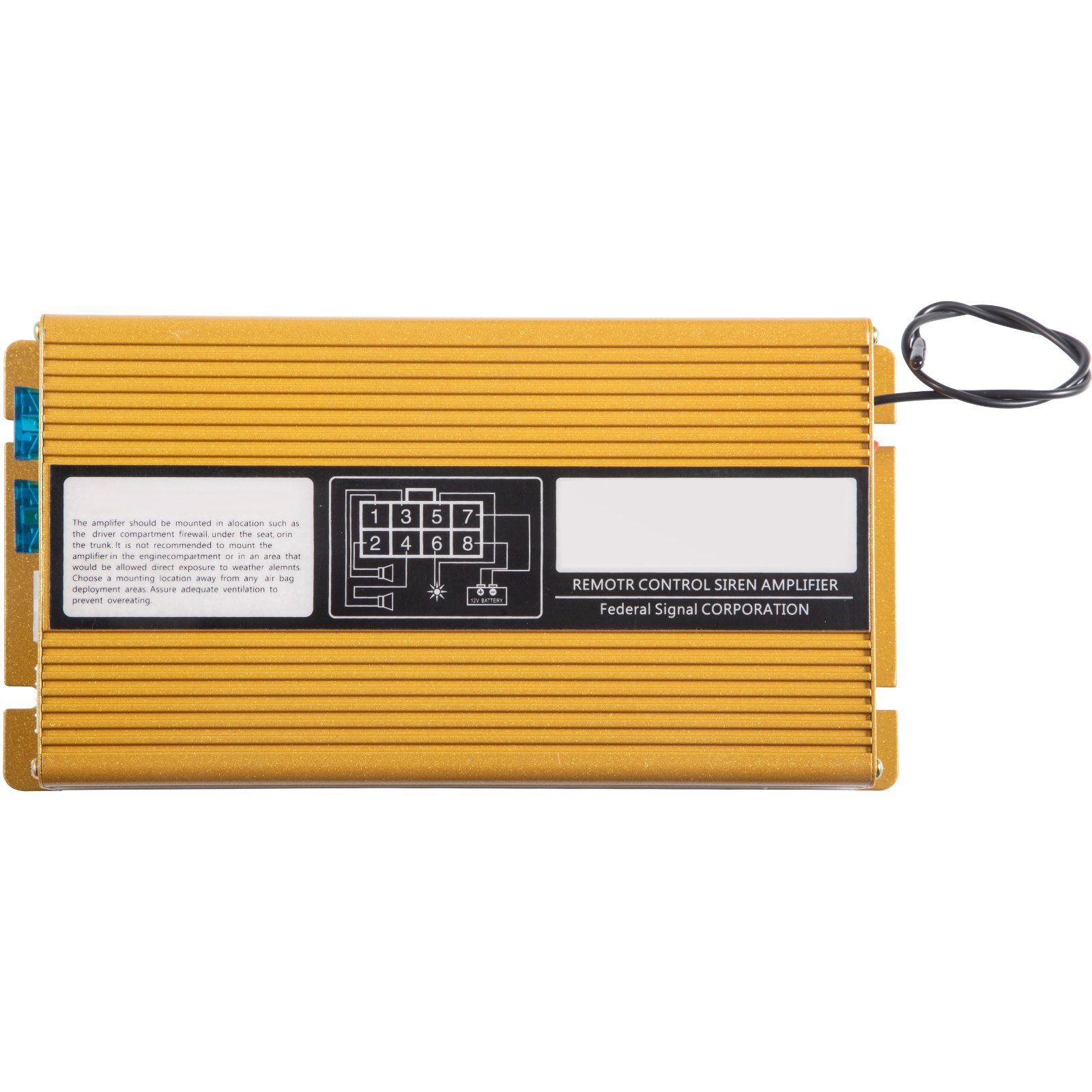 golden remote control siren amplifier by federal signal corporation for VEVOR car warning alarm system.