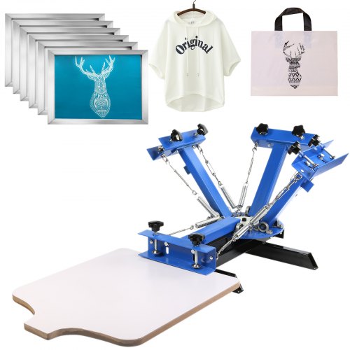 4 Color 1 Station Silk Screen Printing Machine 6 Pcs 156 Mesh Pressing Silk