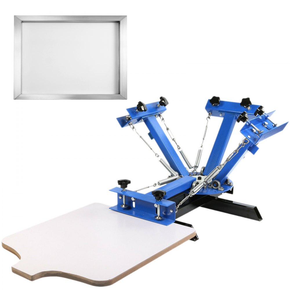 4 Color Screen Printing Machine + 6pcs Frame 12"x16" Aluminum Silk 110 Mesh