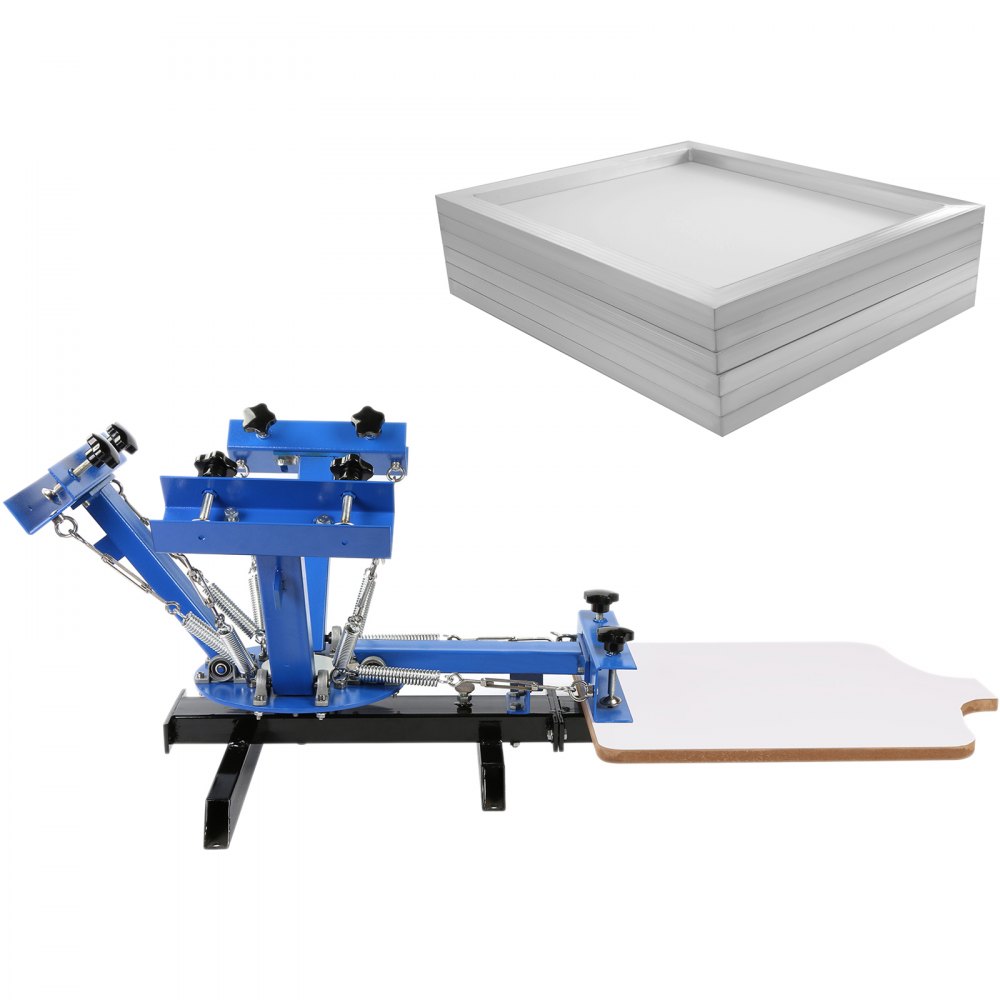 4 Color Screen Printing Machine + 6pcs Frame 12"x16" Aluminum Silk 110 Mesh