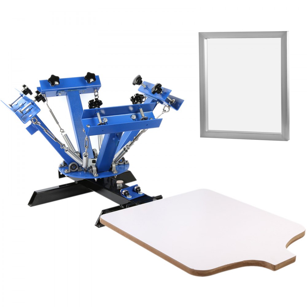 4 Color Screen Printing Machine + 6pcs Frame 12"x16" Aluminum Silk 110 Mesh
