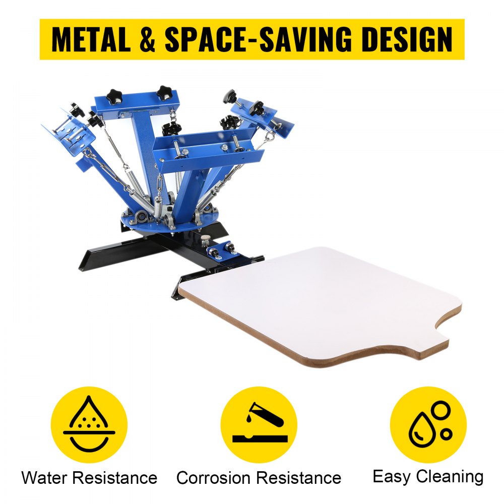 4 Color Screen Printing Machine + 6pcs Frame 12"x16" Aluminum Silk 110 Mesh