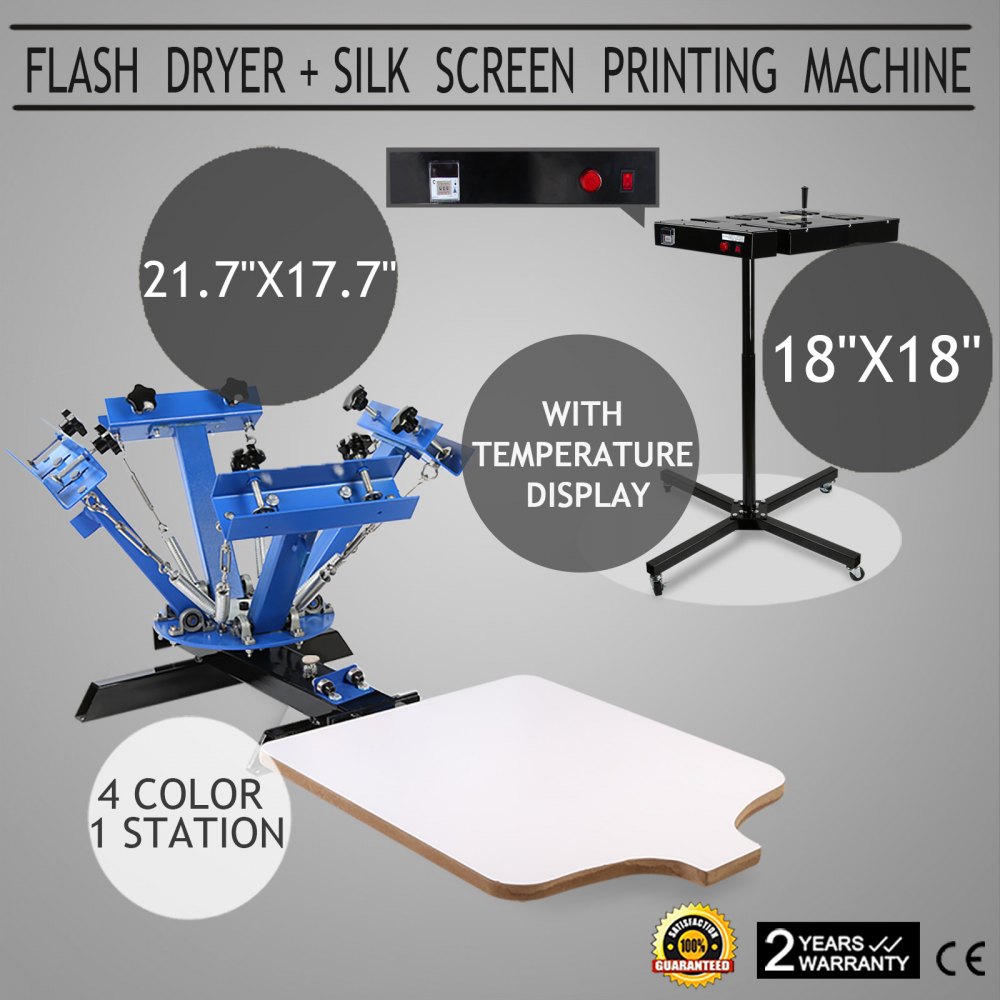 Máquina de serigrafia 4 cores 1 estação Equipamento de prensa Secador de flash Faça você mesmo