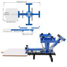 4 Color 1 Station Silk Screen Printing Machine 6 Pcs 110 Mesh T-shirt Press Kit