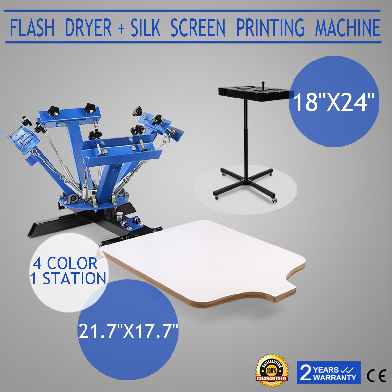 VEVOR 4 Color 1 Station Silk Screen Printing Press Printer Flash Dryer With Electrical Heating