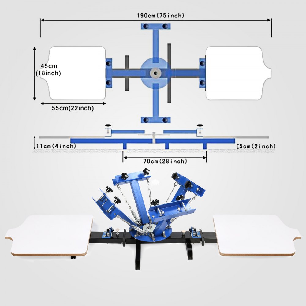 VEVOR 4 Color 2 Station Silk Screen Printing Kit Press Machine Flash Dryer Separated Electrical Control Box