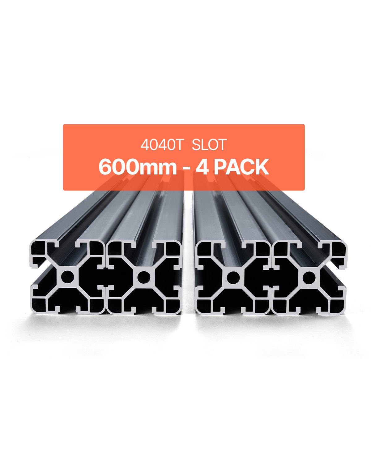 VEVOR 4PCS 23.6 in (600 mm) T Slot 4040 Aluminum Extrusion Profile, European Standard Anodized Linear Rail, High-Strength Extruded Aluminum Rail for 3D Printer, CNC Machine DIY, Laser Engraving, Black