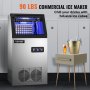 VEVOR Máquina para hacer hielo comercial, máquina de hielo automática de acero inoxidable 88LBS/24H con almacenamiento de 22LBS para restaurantes, bares, cafeterías, mangueras de conexión de cuchara incluidas