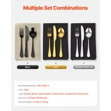 VEVOR 100-Piece Silverware Set Stainless Steel Cutlery Flatware Utensils for 20