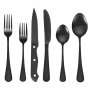 Conjunto de talheres pretos VEVOR com 48 peças e facas para carne, talheres de aço inoxidável de qualidade alimentar para 8 pessoas, conjunto de talheres com acabamento espelhado, utensílios de mesa laváveis na máquina de lavar louça para cozinha e casa, serviço para 8 pessoas