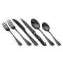 Conjunto de talheres pretos VEVOR com 48 peças e facas para carne, talheres de aço inoxidável de qualidade alimentar para 8 pessoas, conjunto de talheres com acabamento espelhado, utensílios de mesa laváveis na máquina de lavar louça para cozinha e casa, serviço para 8 pessoas