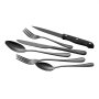 Conjunto de talheres pretos VEVOR com 48 peças e facas para carne, talheres de aço inoxidável de qualidade alimentar para 8 pessoas, conjunto de talheres com acabamento espelhado, utensílios de mesa laváveis na máquina de lavar louça para cozinha e casa, serviço para 8 pessoas