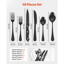 48-Piece Silverware Set Stainless Steel Cutlery Flatware Utensil Kitchen for 8