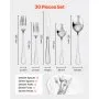 VEVOR 30-Piece Silverware Set, Food-Grade Stainless Steel Flatware Utensils, Mirror Finished Cutlery Set, Dishwasher Safe Eating Tableware for Kitchen Home, Service for 6, Include Knife Fork Spoon