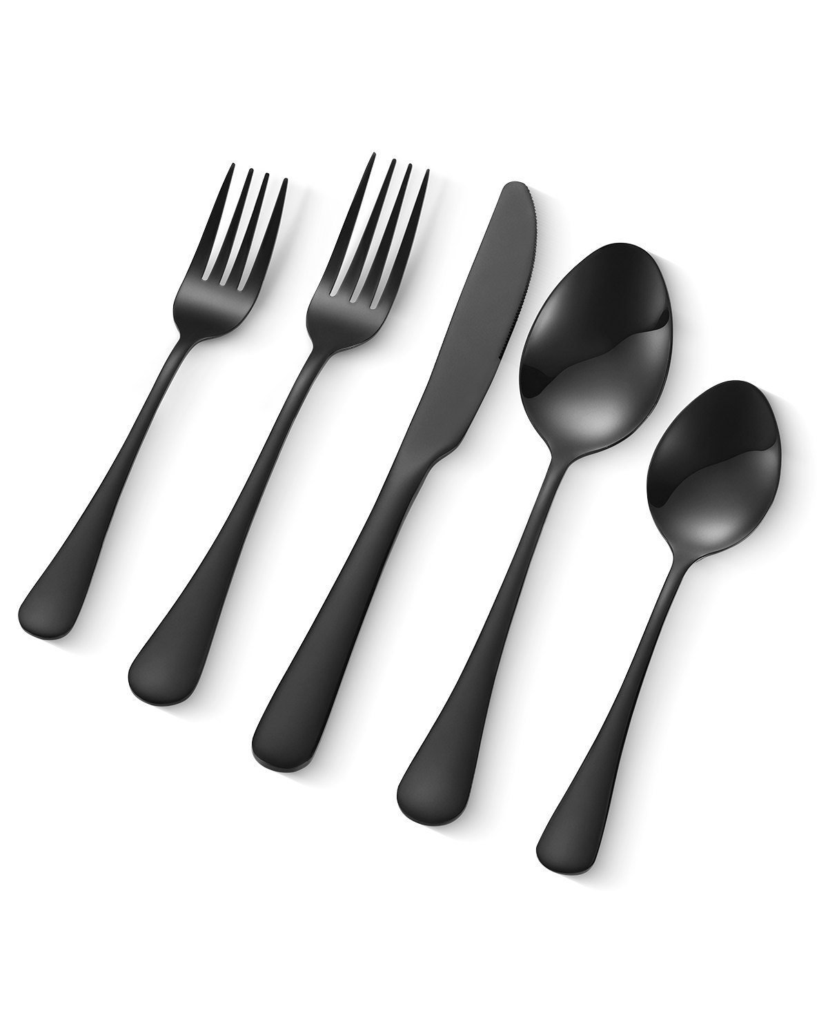 VEVOR 30-Piece Black Silverware Set, Food-Grade Stainless Steel Flatware Utensils for 6, Mirror Finished Cutlery Set, Dishwasher Safe Eating Tableware for Kitchen Home, Include Knife Fork Spoon