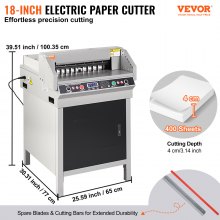 VEVOR Electric Paper Cutter, Heavy Duty Paper Cutter 18" /457.2mm Cutting Width, 1.57"/40mm Cutting Thickness, Industrial Paper Trimmer with Button Control, Paper Cutter Guillotine Numerical Control Automatic Digital