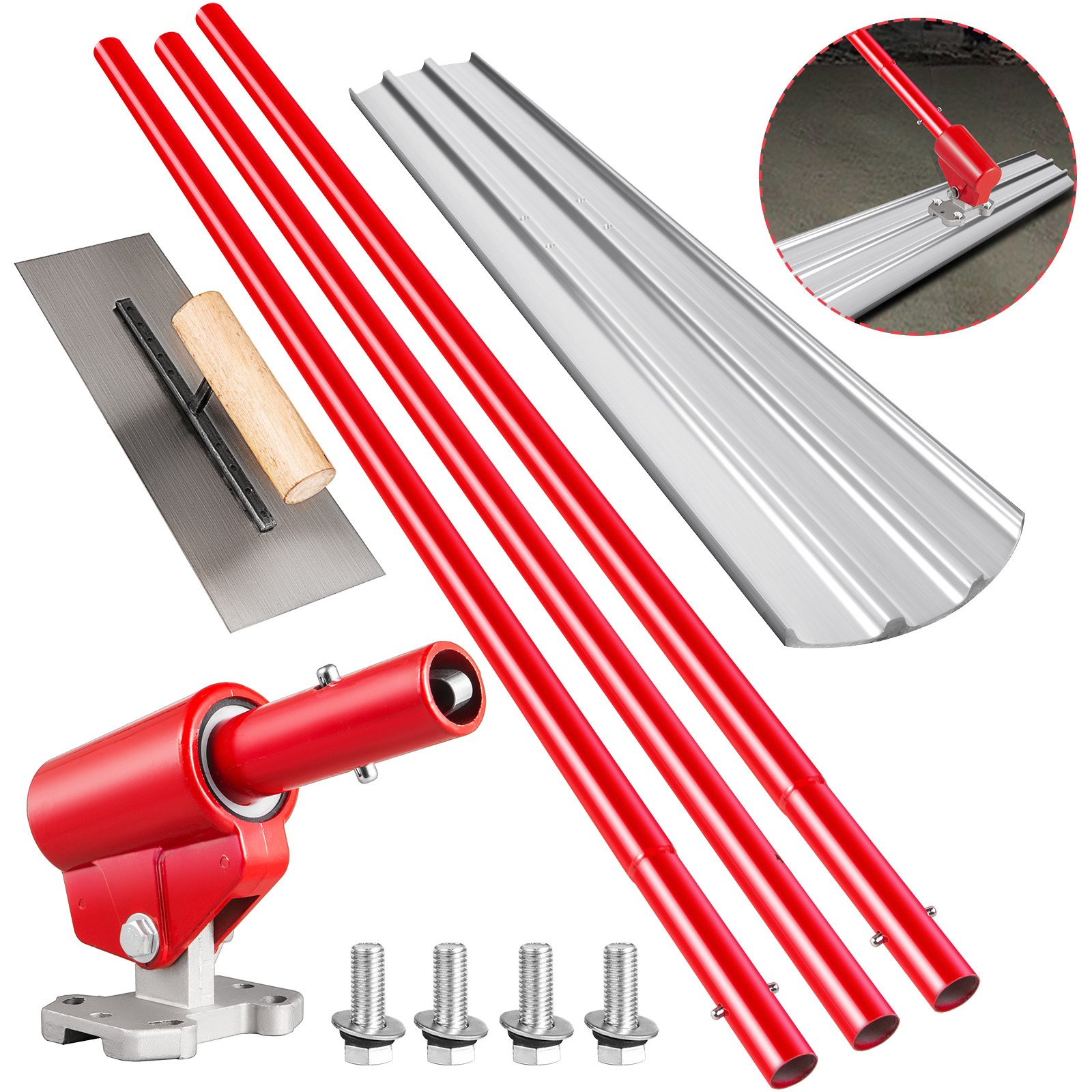 Bull Float Concrete Float 48x8 Inch Concrete Tool, Trowel Float Handle & Bracket