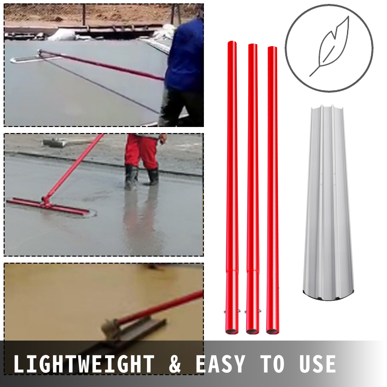 Bull Float Concrete Float 48x8 Inch Concrete Tool, Trowel Float Handle & Bracket