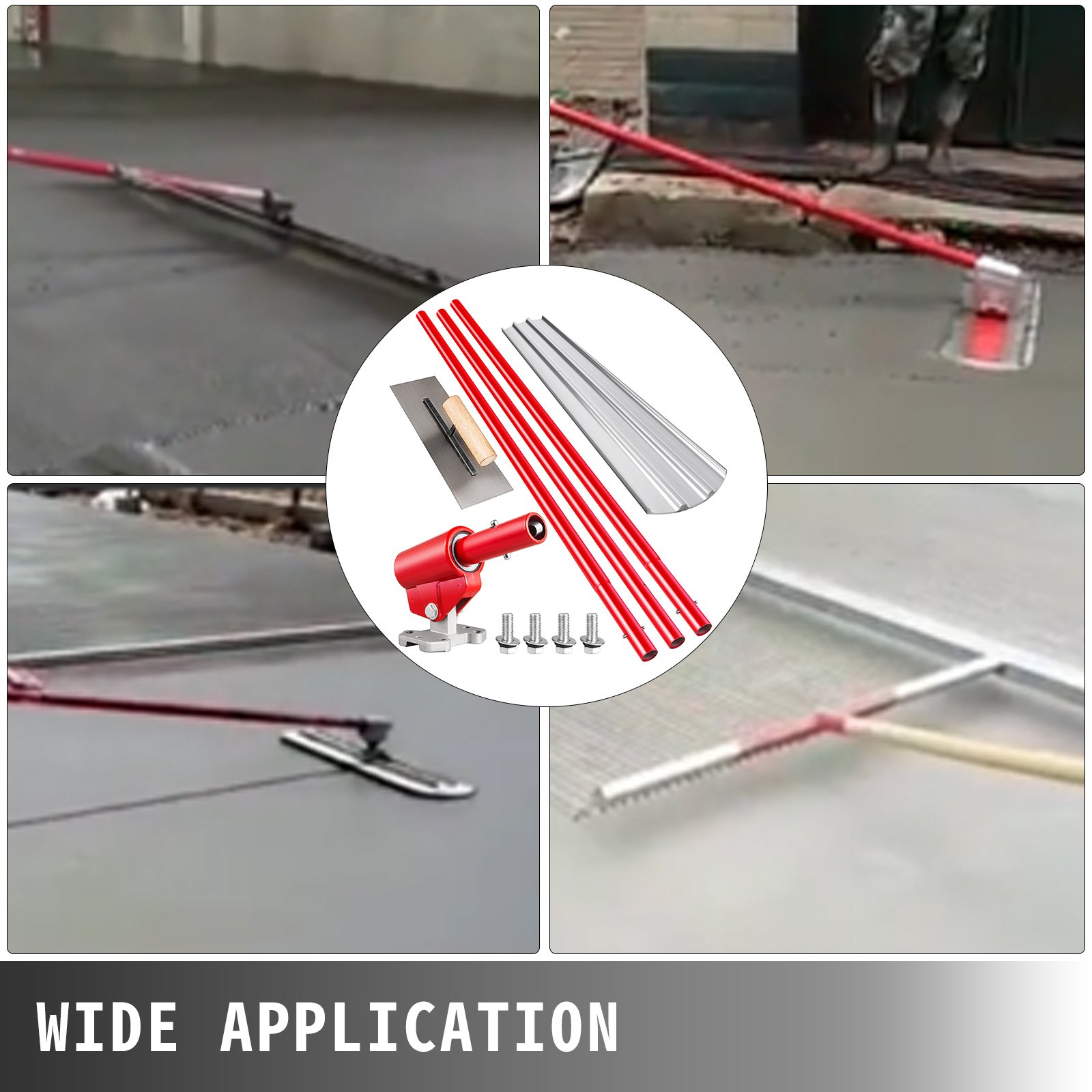 Bull Float Concrete Float 48x8 Inch Concrete Tool, Trowel Float Handle & Bracket