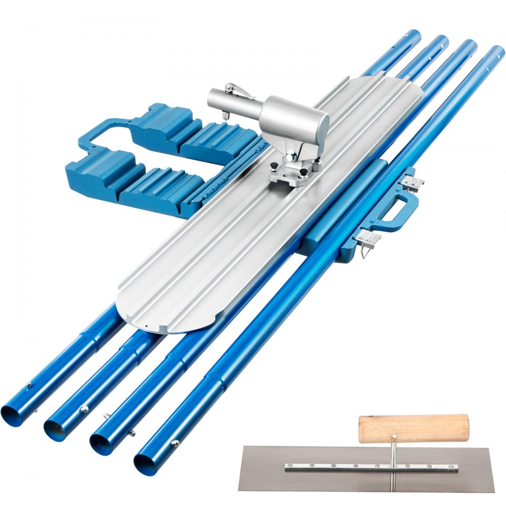VEVOR Bull Float Magnesium Concrete Float 48 x 8\" Round End Concrete Float Tool Cement Tool Bull Concrete Kit Bull Float with 4 Float Handle Bull Float Bracket Concrete Tools Finishing Bull Float